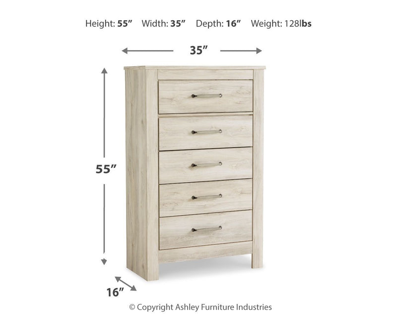 Bellaby - Five Drawer Chest - Whitewash - R&R Furniture Gallery (Fountain Valley, CA)