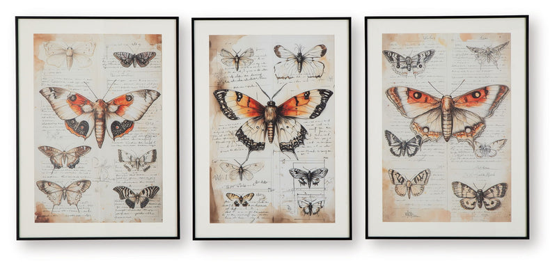 Jossletts - Wall Art Set (Set of 3) - Orange / Black / Ivory - R&R Furniture Gallery (Fountain Valley, CA)