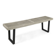 Noble House Intrinsic outdoor dining bench with slat top, wooden bench for garden or patio seating.