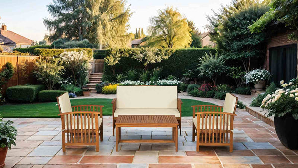 Kyushu - Table + Loveseat, Beige/Natural