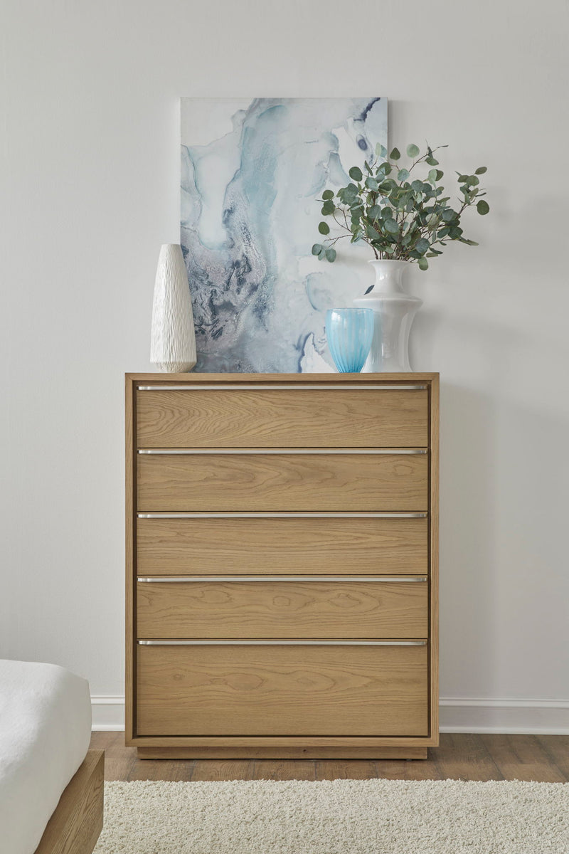 One Coastal Modern Five Drawer Chest in Bisque