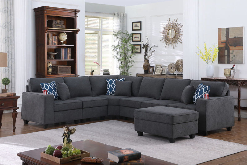 Cooper - Sectional Sofa With Ottoman And Cupholder - R&R Furniture Gallery (Fountain Valley, CA)