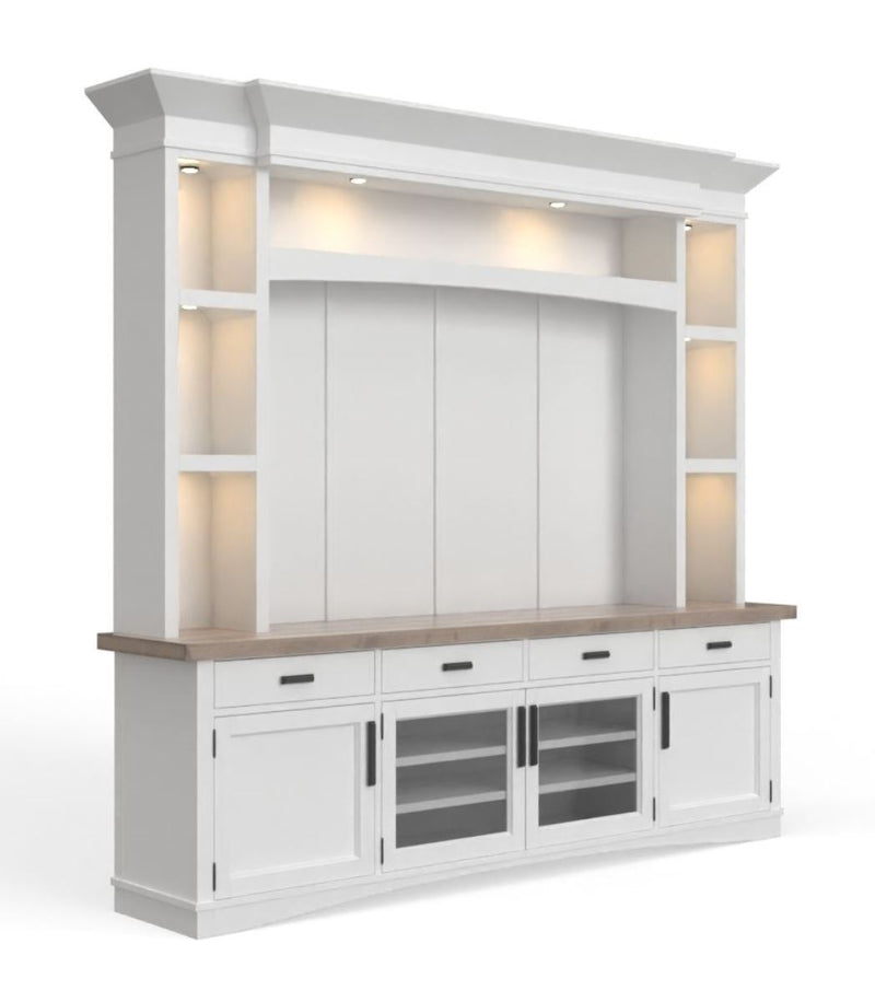 Americana Modern - TV Console with Hutch, Backpanel and LED Lights - R&R Furniture Gallery (Fountain Valley, CA)