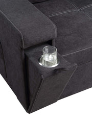 Toby - Woven Fabric Reversible Sleeper Sectional Sofa With Storage Chaise Cup Holder Charging Ports And Pockets - R&R Furniture Gallery (Fountain Valley, CA)