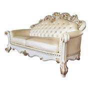 Vendome - Sofa With 5 Pillows - Champagne Synthetic Leather & Antique Pearl - R&R Furniture Gallery (Fountain Valley, CA)