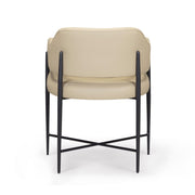 Sezanne vegan leather taupe arm chair by TOV Furniture, showcasing modern design and plush seating with wooden legs.