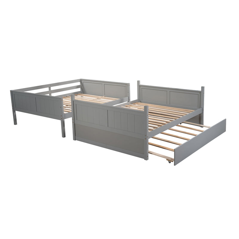 DreamHaus bunk bed with twin size trundle, featuring sturdy frame, ladder, and space-saving design for kids' bedroom.