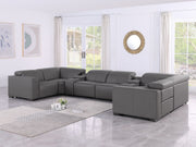 1208 - 8 Piece U Shaped Leather Sectional With 4 Power Recliners & Power Headrests - R&R Furniture Gallery (Fountain Valley, CA)