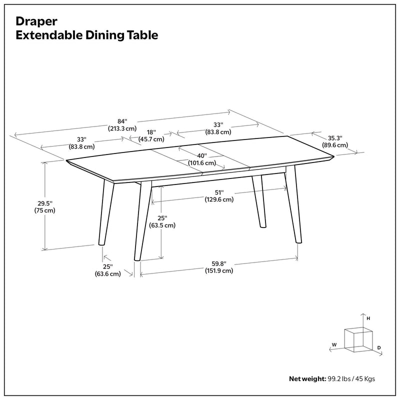 Rectangular dining table by Simpli-Home with a wooden finish, showcasing its sturdy design and spacious surface for meals.