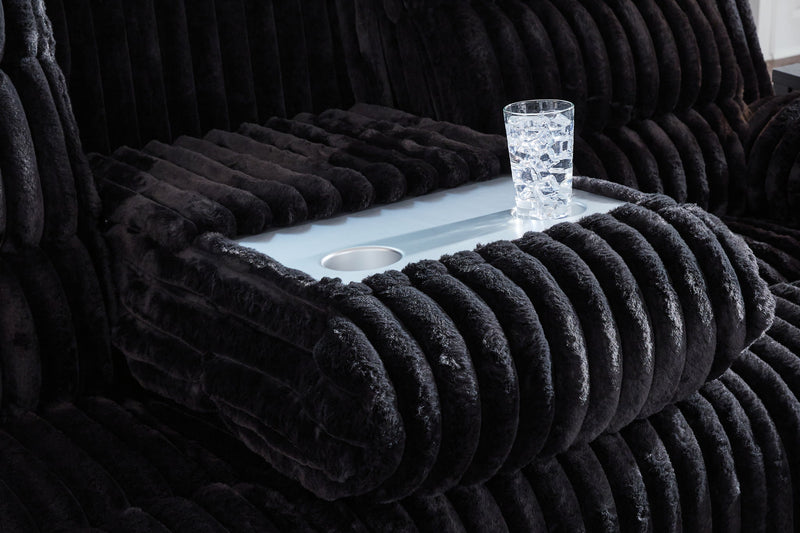 Rhine Falls - Reclining Power Sofa With Drop Down Table - Onyx - R&R Furniture Gallery (Fountain Valley, CA)