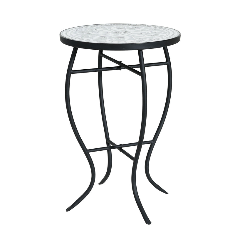 Outdoor Round Side Table With Mosaic Style Top And Curved Iron Legs - R&R Furniture Gallery (Fountain Valley, CA)