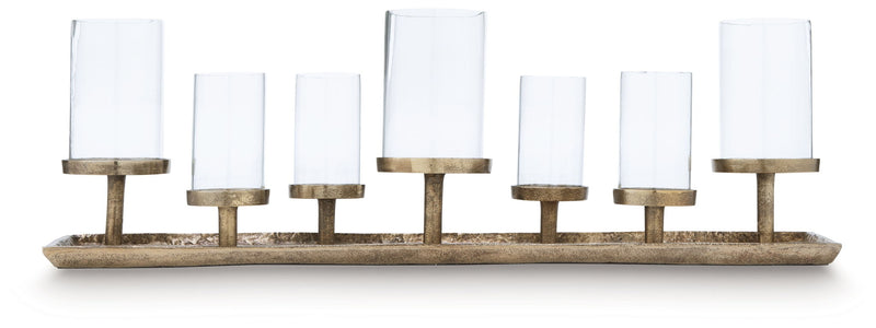 Wallmond - Candle Holder - Antique Brass Finish - R&R Furniture Gallery (Fountain Valley, CA)