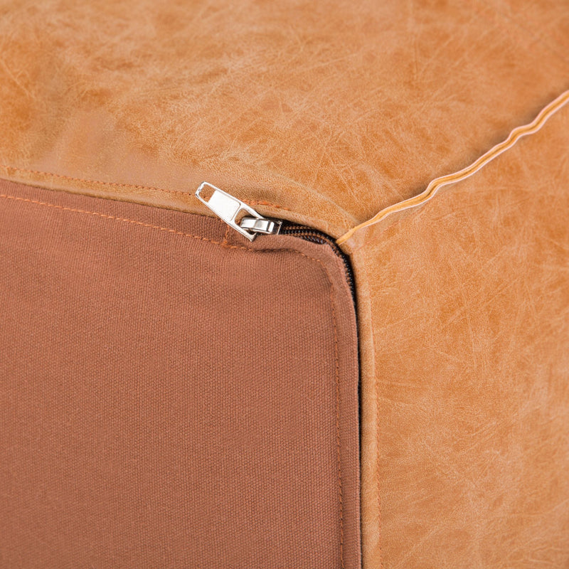 Large square coffee table pouf from Simpli-Home's Brody accent poufs collection, showing soft fabric and modern design.