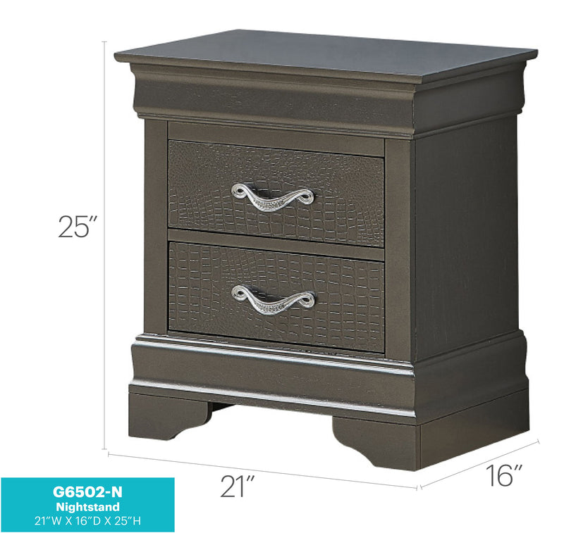 Glory Furniture decorative accent nightstand with a sleek wooden finish and modern design, featuring a single drawer and open shelf.