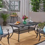 Outdoor Extendable Aluminum Dining Table With Pattern Table Top And Curved Legs - Copper - R&R Furniture Gallery (Fountain Valley, CA)