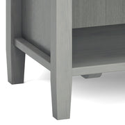 Handcrafted Warm Shaker bedside table by Simpli-Home, accent nightstand with wood finish and simple design.