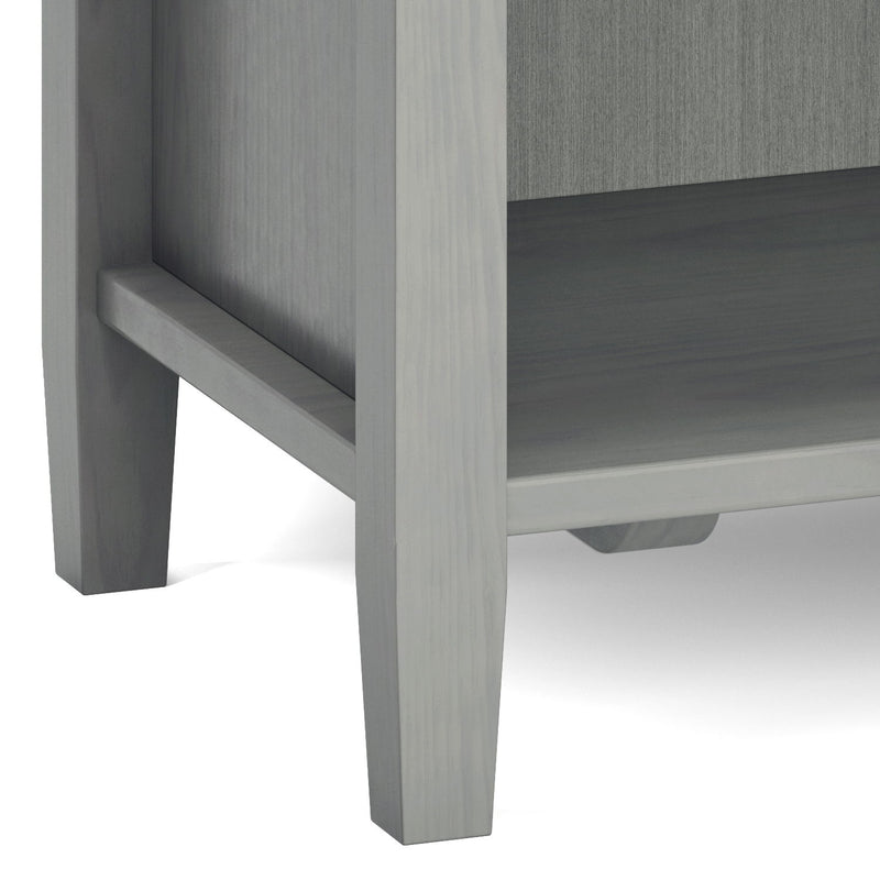 Handcrafted Warm Shaker bedside table by Simpli-Home, accent nightstand with wood finish and simple design.