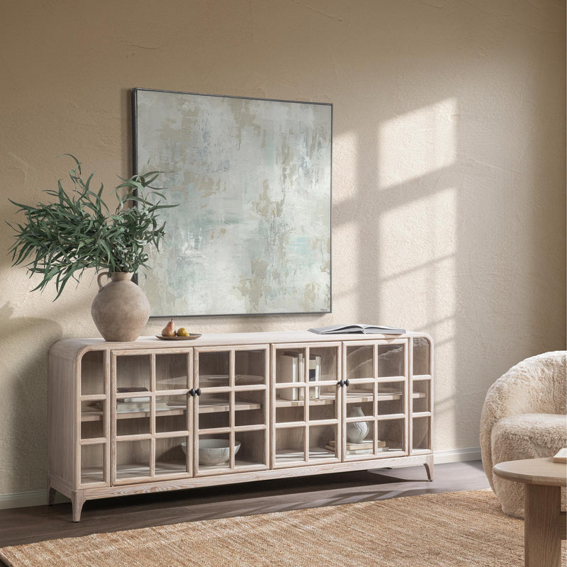 Classic Home Waverly buffet cabinet with wood finish, featuring multiple drawers and cabinet doors for stylish storage.