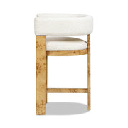 Vavona - Burl Upholstered Barrel Back Counter Height Bar Stool - Polar Off White - R&R Furniture Gallery (Fountain Valley, CA)