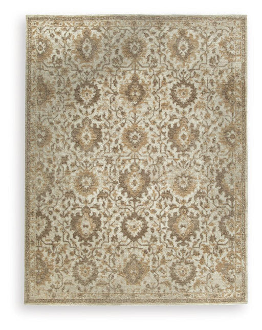 Signature Design by Ashley Sableridge area rug with intricate geometric patterns in neutral tones.