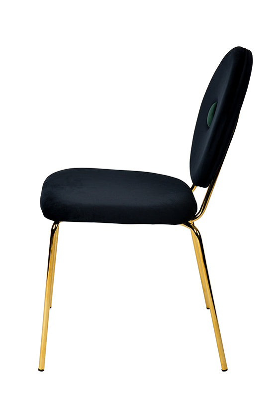 Justine Modern Black & Green Velvet Dining Chair — view 2