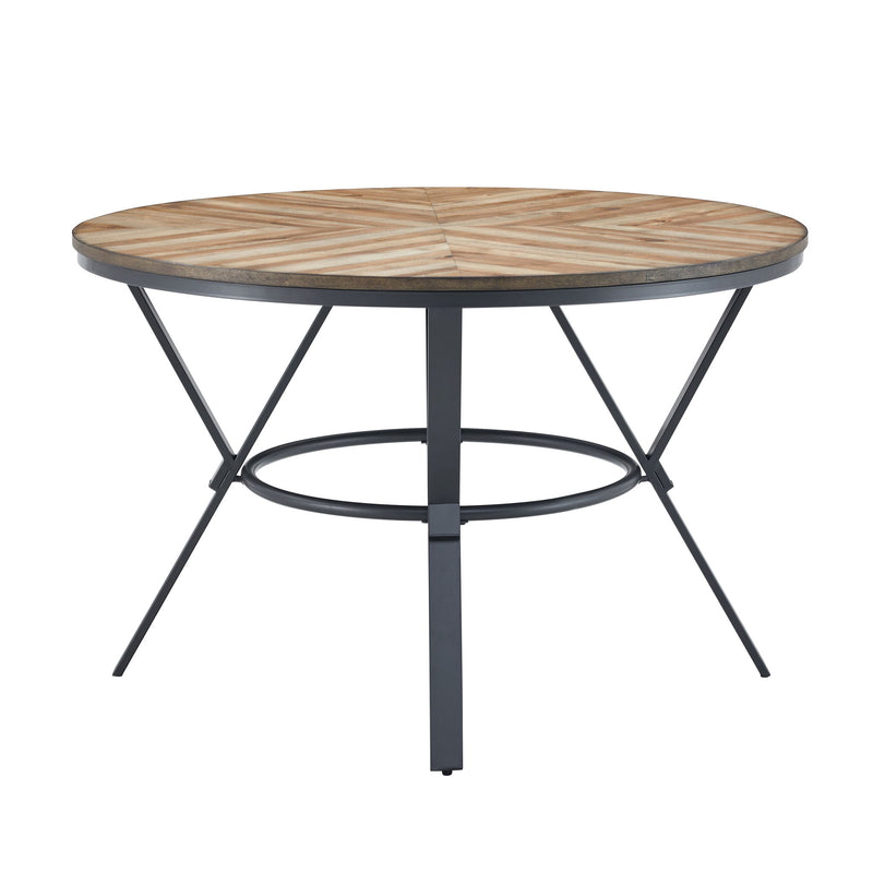Modern Style Indoor Dining Round Table With Metal Legs - Light Birch - R&R Furniture Gallery (Fountain Valley, CA)