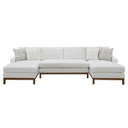 Valiant - Sectional Sofa With 4 Pillows - Ivory Chenille - R&R Furniture Gallery (Fountain Valley, CA)