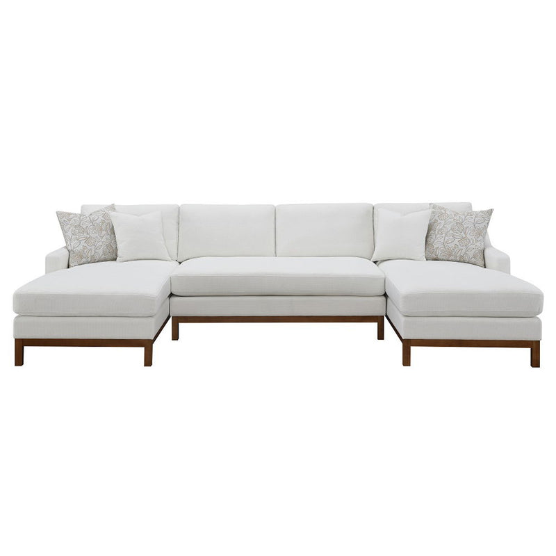Valiant - Sectional Sofa With 4 Pillows - Ivory Chenille - R&R Furniture Gallery (Fountain Valley, CA)