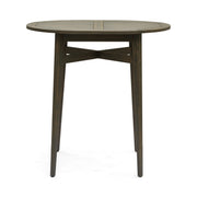 Outdoor acacia wood bar table with slat top, by Noble House, showing a sturdy rectangular design perfect for outdoor seating areas.