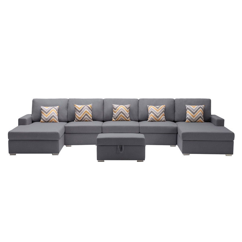 Nolan - Fabric 6 Piece Sectional Sofa With Pillows And Interchangeable Legs - R&R Furniture Gallery (Fountain Valley, CA)
