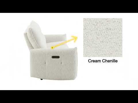 Lalisa - Power Motion Loveseat With USB Port - Cream Chenille - R&R Furniture Gallery (Fountain Valley, CA)