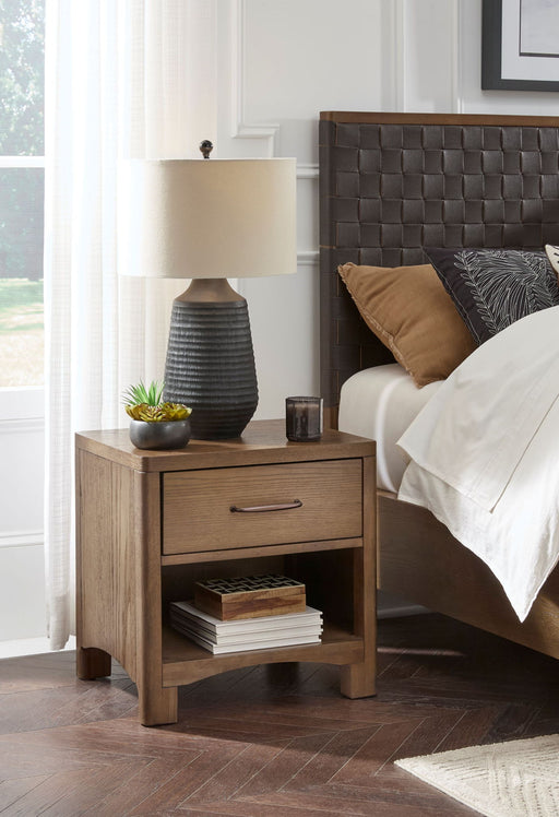Modus Arden 1-Drawer NS in Tavern Brown, showcasing a sleek standalone furniture piece with a modern wood finish.