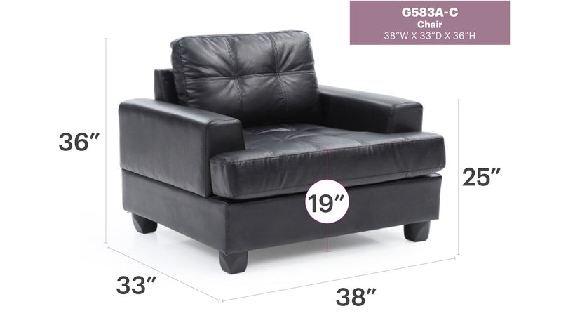 Glory Furniture transitional armchair with plush upholstery and modern design, featuring wooden legs and a comfortable, stylish look.