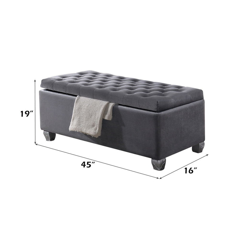 Rebekah - Bench With Storage - Gray Fabric
