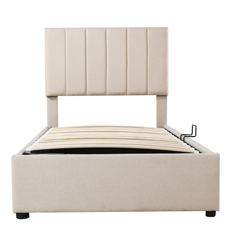 Upholstered Platform Bed With A Hydraulic Storage System - R&R Furniture Gallery (Fountain Valley, CA)