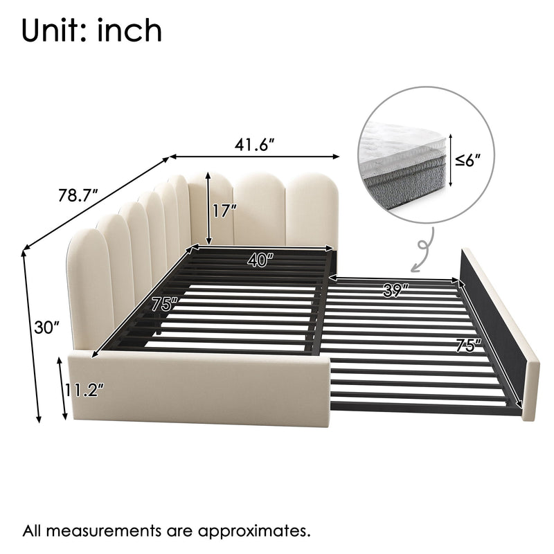 Upholstered Daybed With Metal Slatted Base - R&R Furniture Gallery (Fountain Valley, CA)