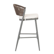 Outdoor Bar Height Metal Frame Counter Stools With Scallop Shaped Backrest & Water Resistant Cushions - R&R Furniture Gallery (Fountain Valley, CA)