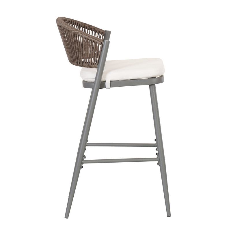 Outdoor Bar Height Metal Frame Counter Stools With Scallop Shaped Backrest & Water Resistant Cushions - R&R Furniture Gallery (Fountain Valley, CA)