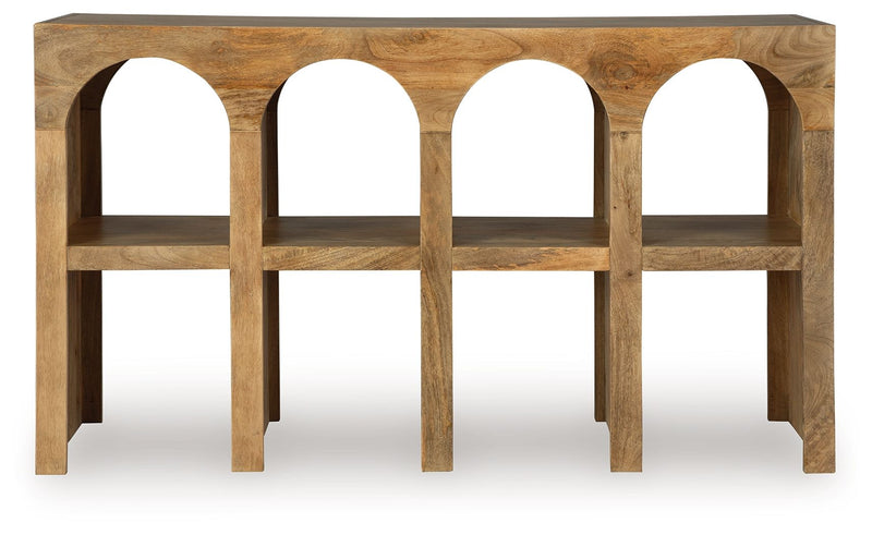 Luzmanacy - Console Sofa Table - Natural Brown - R&R Furniture Gallery (Fountain Valley, CA)