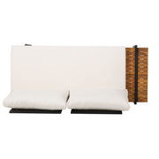 Noble House Theo 2 Seater Sofa with plush beige fabric and sleek wooden legs, modern living room furniture piece.
