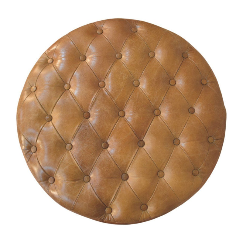 Buffalo - Round Ottoman With Castor Legs - Brown - R&R Furniture Gallery (Fountain Valley, CA)