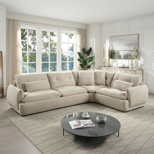 Jonina - Sectional Sofa With 4 Pillows - Beige Chenille - R&R Furniture Gallery (Fountain Valley, CA)