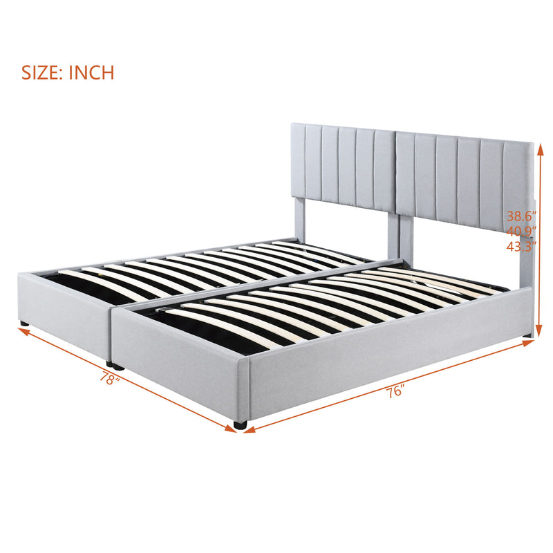 Upholstered Platform Bed With A Hydraulic Storage System - R&R Furniture Gallery (Fountain Valley, CA)