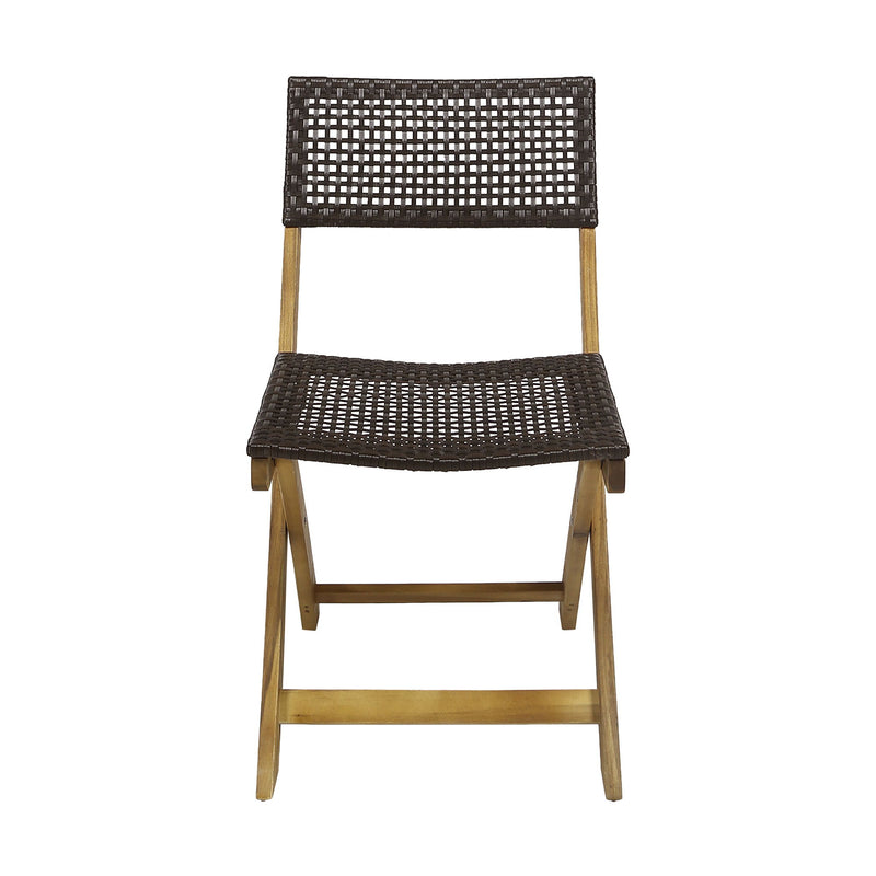 Noble House Bistro foldable armless chair with wicker backrest, lightweight and stylish for outdoor or indoor seating.