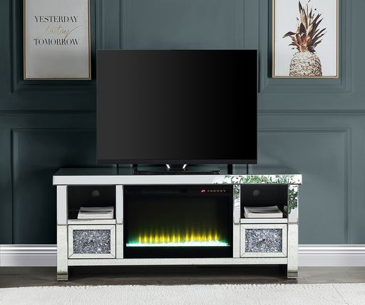 Noralie - 26" TV Stand With Fireplace - Mirrored & Faux Diamonds - R&R Furniture Gallery (Fountain Valley, CA)
