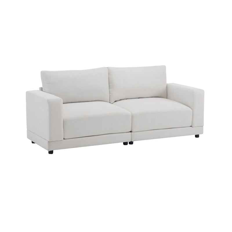 Modern Square Arm Sofa With Soft Fabric Upholstery, Deep Cushions - R&R Furniture Gallery (Fountain Valley, CA)