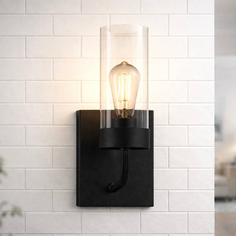 Zephyr - Single Light Sconce - Black / Clear - R&R Furniture Gallery (Fountain Valley, CA)