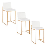Lumi Source Fuji contemporary high back counter stool with stylish design and wooden legs, perfect for modern kitchen or bar areas.