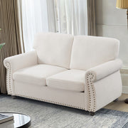 Soft Loveseat, Upholstered 2 Seater Couch, Loose Back Cushions And Turned Legs - R&R Furniture Gallery (Fountain Valley, CA)