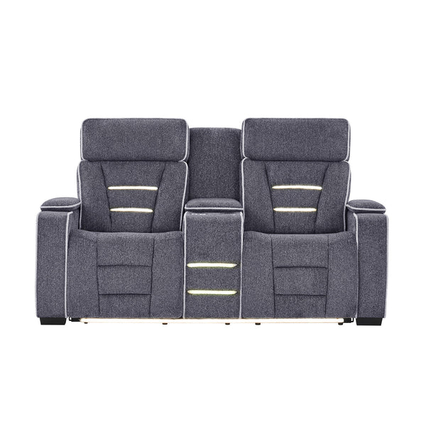 Austin - Console Reclining Loveseat With Storage Arms - Gray